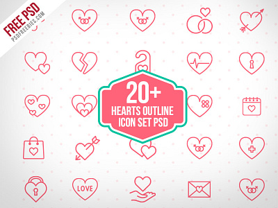 20+ Hearts Outline Icon set PSD Freebie exclusive free psd freebie heart hearts icons iconset love my valentines psd valentine day valentines day