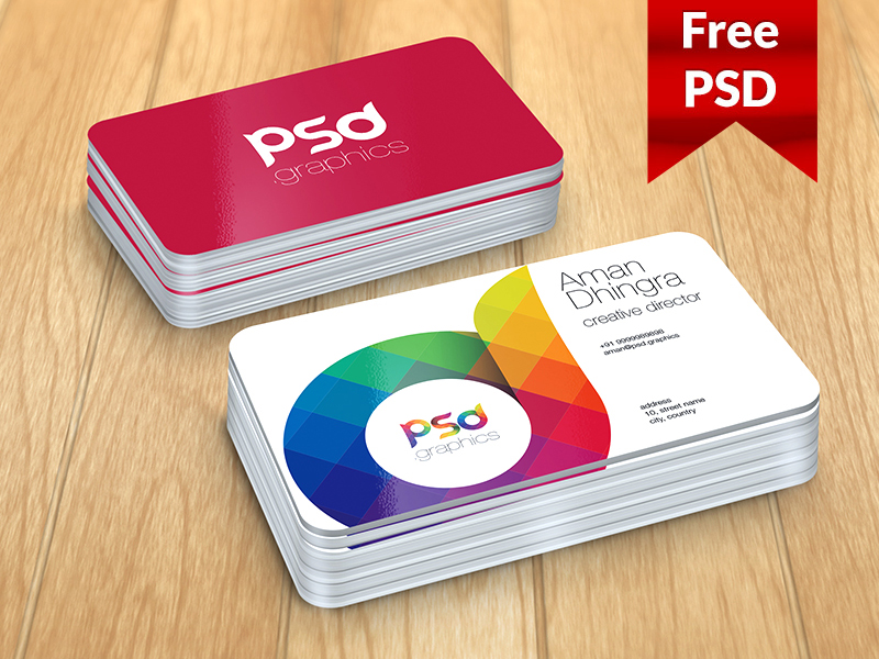 Rounded Corner Business Card Mockup Free PSD Graphics by PSD Freebies on Dribbble