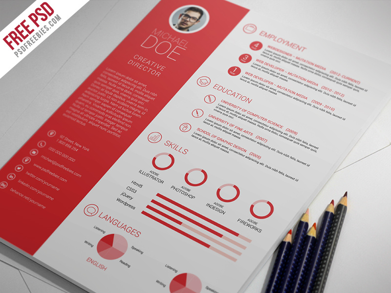 Freebie : Clean And Professional Resume Free Psd Template resume psd resume psd professional resume print template photo resume modern resume freebie free psd creative resume corporate resume clean resume