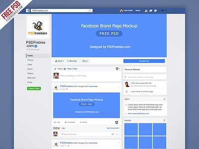 Freebie : Facebook New Brand Page 2016 Mockup PSD brand page cover picture facebook facebook 2016 facebook mockup facebook page facebook psd fb free psd psd timeline