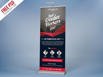 Freebie : Multi Purpose Event Roll Up Template Free PSD advertisement advertising banner. corporate concert creative event free psd freebie promotional psd roll up workshop