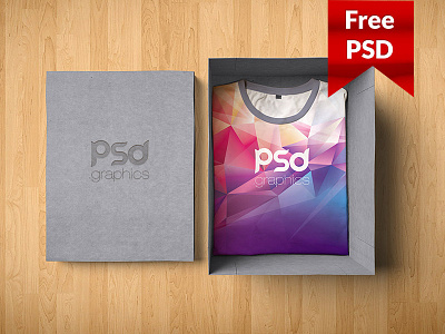 T-Shirt Box Packaging Mockup Free PSD