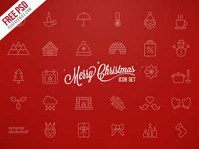 Freebie : Merry Christmas Icons Free PSD 25th december christmas free icons free psd freebie greeting happy holiday holiday icons new year outline icons psd