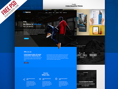 Freebie : Personal Portfolio Website Theme Free PSD agency creative free psd freebie one page personal portfolio psd web template website