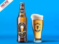 Download Free Mockup : Beer Bottle And Glass Mockup PSD by PSD Freebies | Dribbble | Dribbble