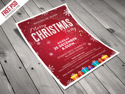Freebie : Christmas Party Flyer Template Free PSD