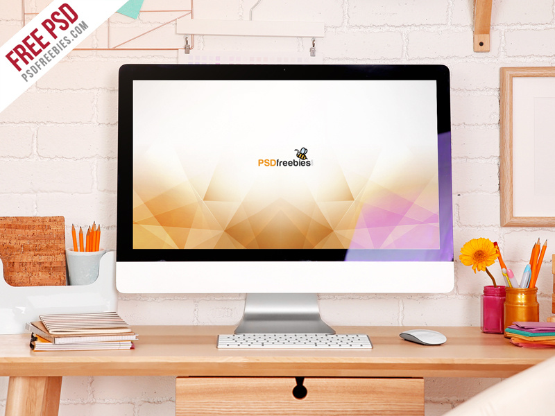 Download Freebie : iMac Desktop Workspace Mockup Free PSD by PSD ...