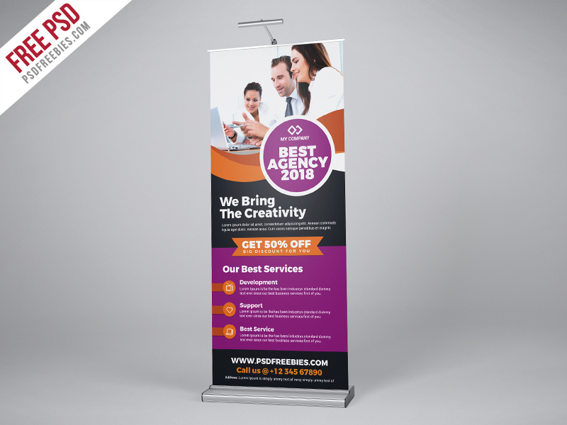 Download Free Psd Professional Agency Roll Up Banner Psd Template By Psd Freebies On Dribbble