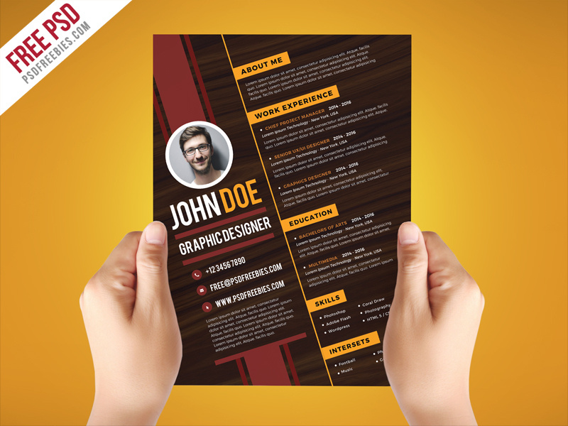 Free PSD : Creative Graphic Designer Resume Template PSD ...