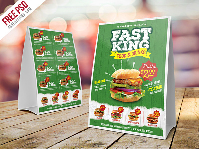 Free PSD : Fast Food Menu Table Tent Template PSD