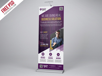 Free PSD : Creative Agency Roll-Up Banner PSD Template advertisement agency banner creative free free psd freebie psd psd file psd template rollup