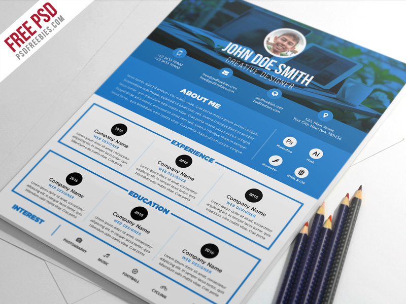 Free PSD : Clean And Designer Resume CV Template PSD by PSD Freebies on ...