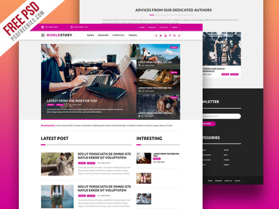 Free PSD : Multipurpose Magazine Blog Web Template PSD