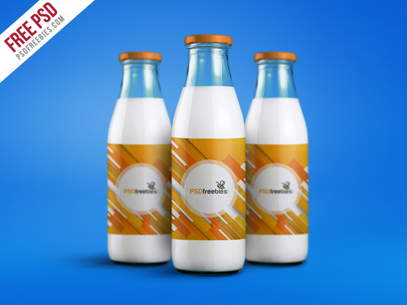 Download Free PSD : Milk Bottle Packaging Mockup PSD Template by PSD Freebies on Dribbble
