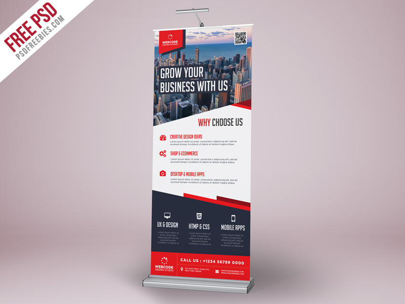  Free PSD Corporate Advertisement Roll Up Banner Template 