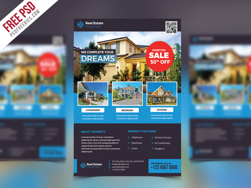 Download Free Psd Real Estate Flyer Psd Template By Psd Freebies On Dribbble Yellowimages Mockups