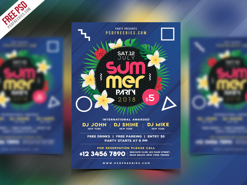 Free PSD : Summer Beach Party Flyer PSD Template free psd freebie summer party free template beach party creative design club party template free download bar party