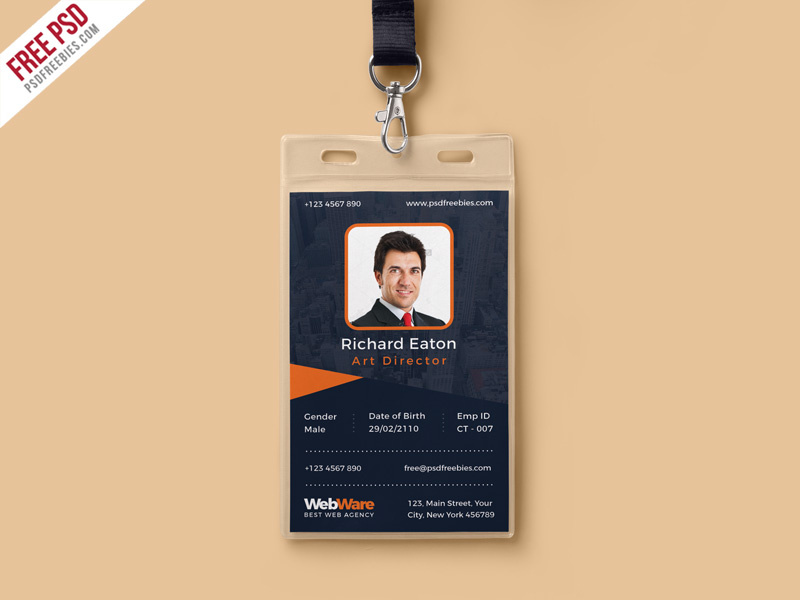 Free PSD : Vertical Company Identity Card Template PSD by 