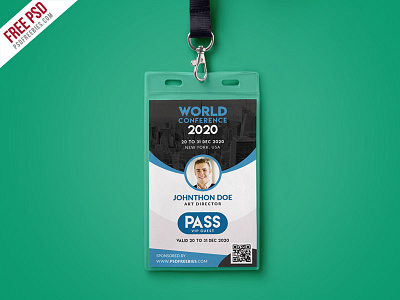 Free PSD : Conference VIP Entry Pass ID Card Template PSD card template concert pass creative id event pass expo id free psd freebie id card pass design psd staff card vip pass