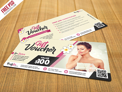 Freebie : Beauty and Spa Gift Voucher PSD Template coupon design discount voucher free psd free template freebie gift card gift voucher psd sale voucher spa voucher design