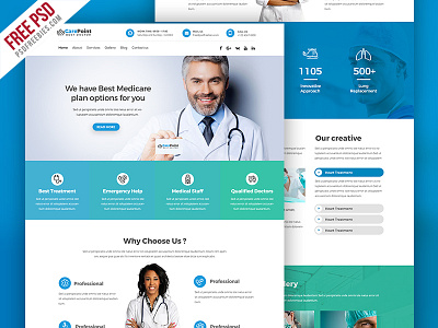 Free PSD : Medical Hospital Website PSD Template clean creative dental website free psd free template freebie health care hospital psd web template website