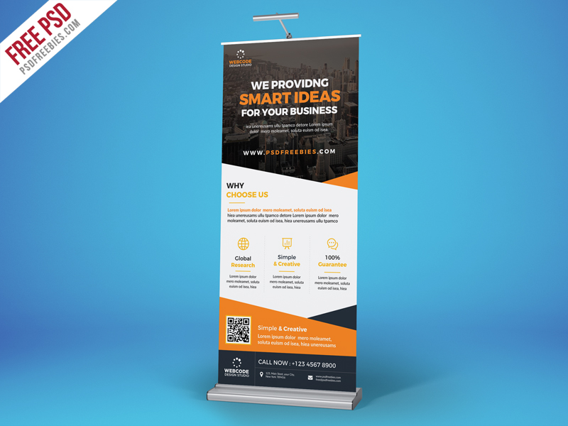 Freebie Advertisement Roll Up Banner Free PSD by PSD 