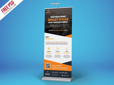 Freebie : Advertisement Roll-Up Banner Free PSD advertisement agency banner business corporate display free psd freebie professional psd rollup standy