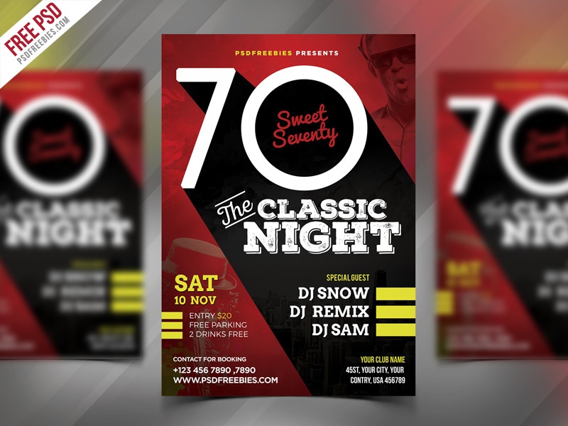 Classic event party flyer psd
