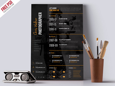 Photographer Resume CV PSD Template creative creative cv curriculum vitae cv design free psd freebies job cv photographer photographer resume psd resume