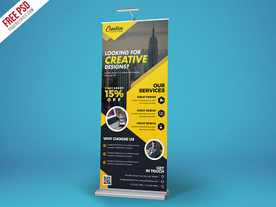 Corporate Roll Up Banner Free PSD advertisement agency banner business corporate display free psd freebie professional psd rollup standy