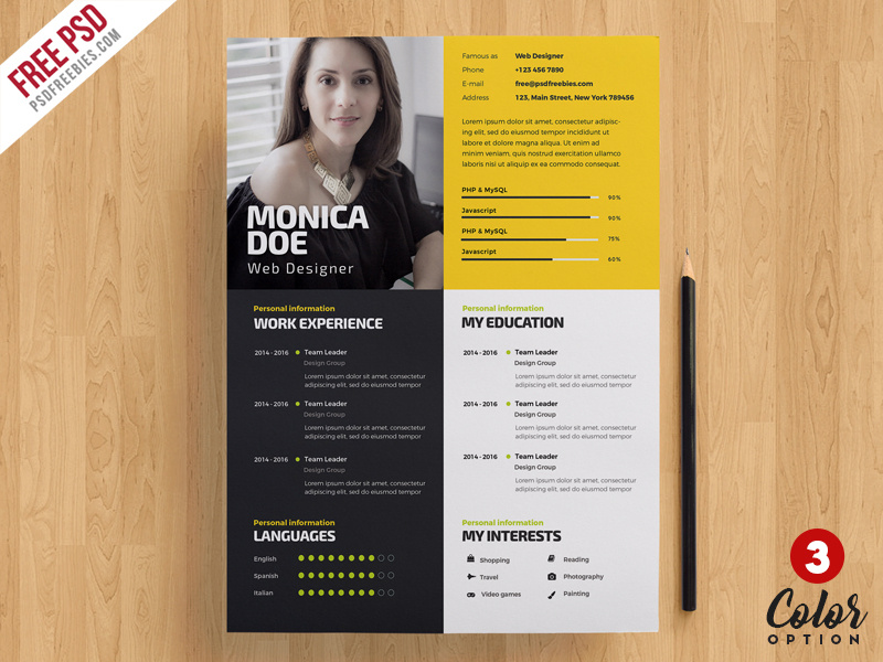 graphic design resume template photoshop