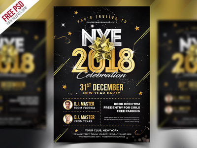 New Year 2018 Party Flyer PSD