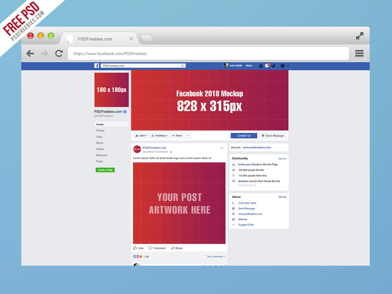 Facebook 2018 Mockup Template PSD by PSD Freebies on Dribbble