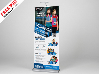 Education Roll up Banner PSD Template advertisement banner colloage banner display free psd freebie professional psd rollup school banner standy university banner