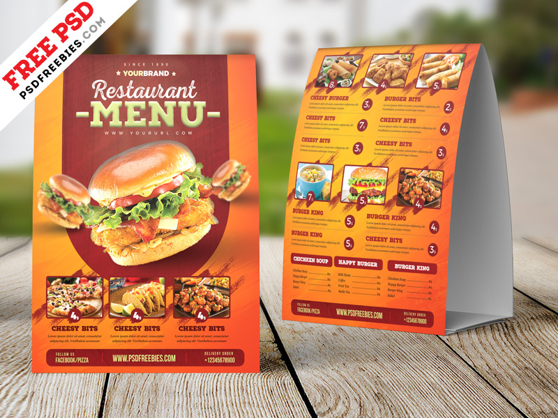  Food Menu Tent Card Design Free Psd by PSD Freebies 