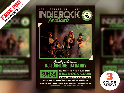 Indie Rock Music Festival Flyer Free Psd By Psd Freebies On Dribbble