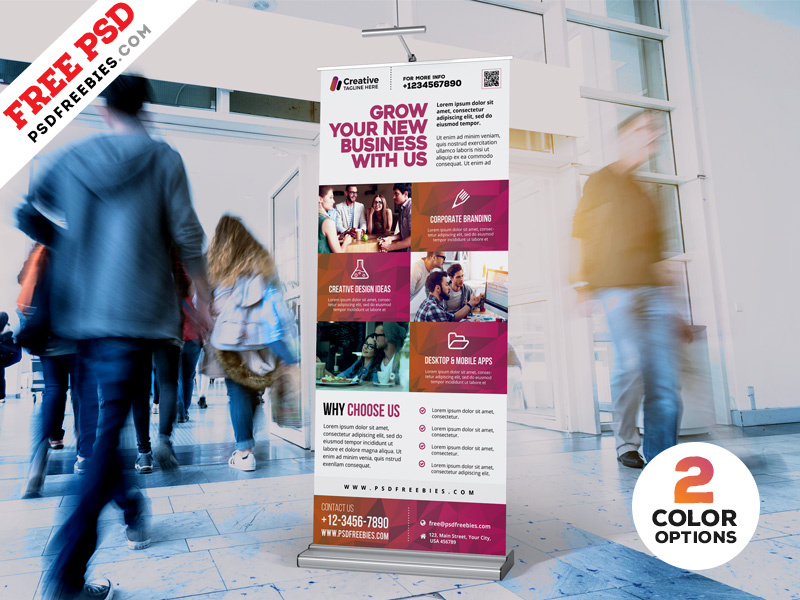 Outdoor Advertising Roll Up Banner Psd Bundle By Psd Freebies On