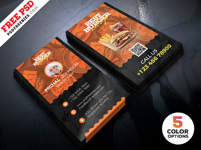 Restaurant Business Card Template PSD Bundle by PSD Freebies on Dribbble