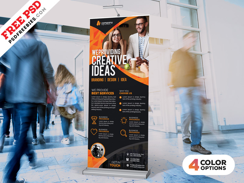 Free PSD : Roll-Up Banner Free PSD Bundle print banner standy display banner rollup corporate business advertisement psd free psd professional freebie