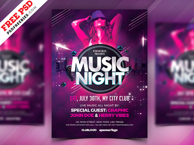 Music Night Party Flyer PSD
