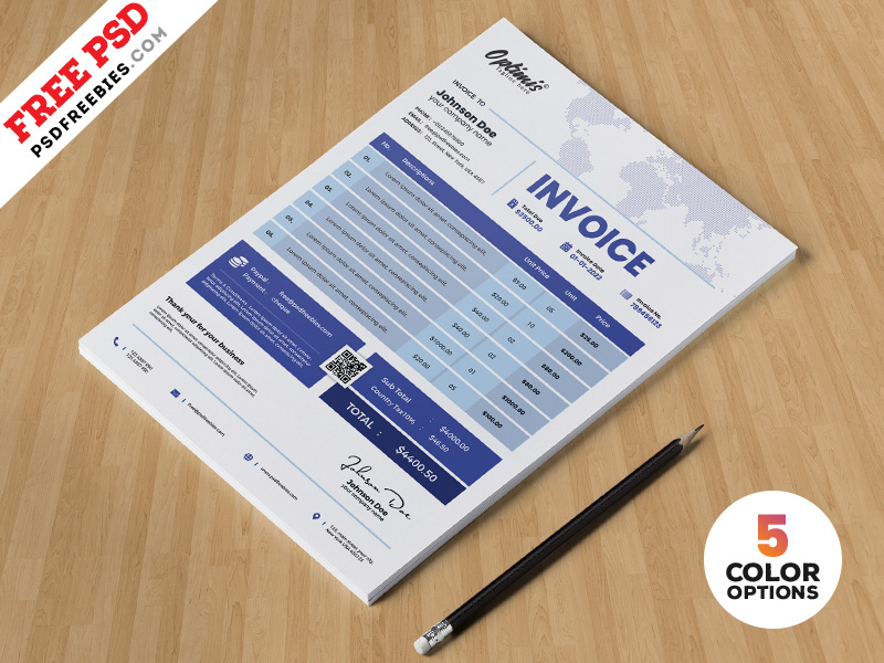 Download A4 Size Invoice Templates Psd By Psd Freebies On Dribbble