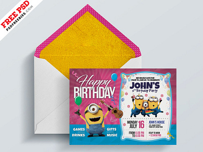 Kids Birthday Invitation Card PSD birthday birthday card creative design download free free psd free template freebie invitation card kids party party card photoshop psd psd template template