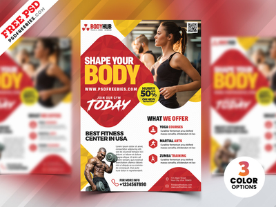 Fitness Body Studio Flyer Designs PSD by PSD Freebies on Dribbble