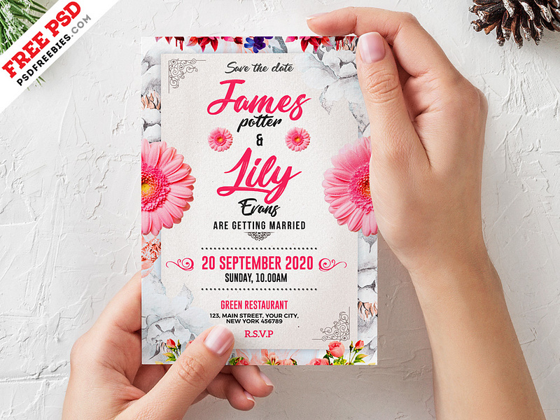 Wedding Invitation Card Template PSD by PSD Freebies on