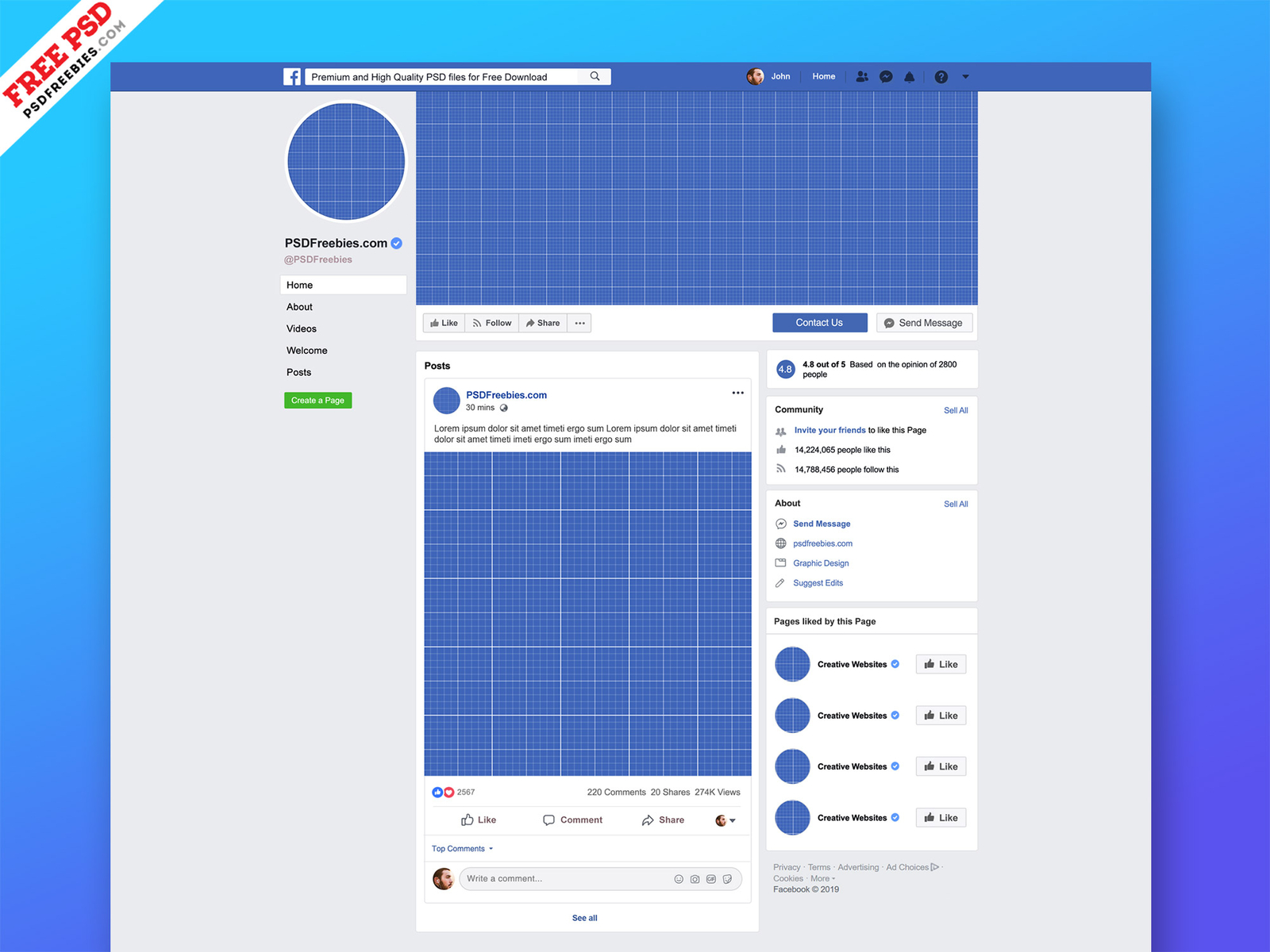 New Facebook Page Mockup 2019 PSD by PSD Freebies on Dribbble