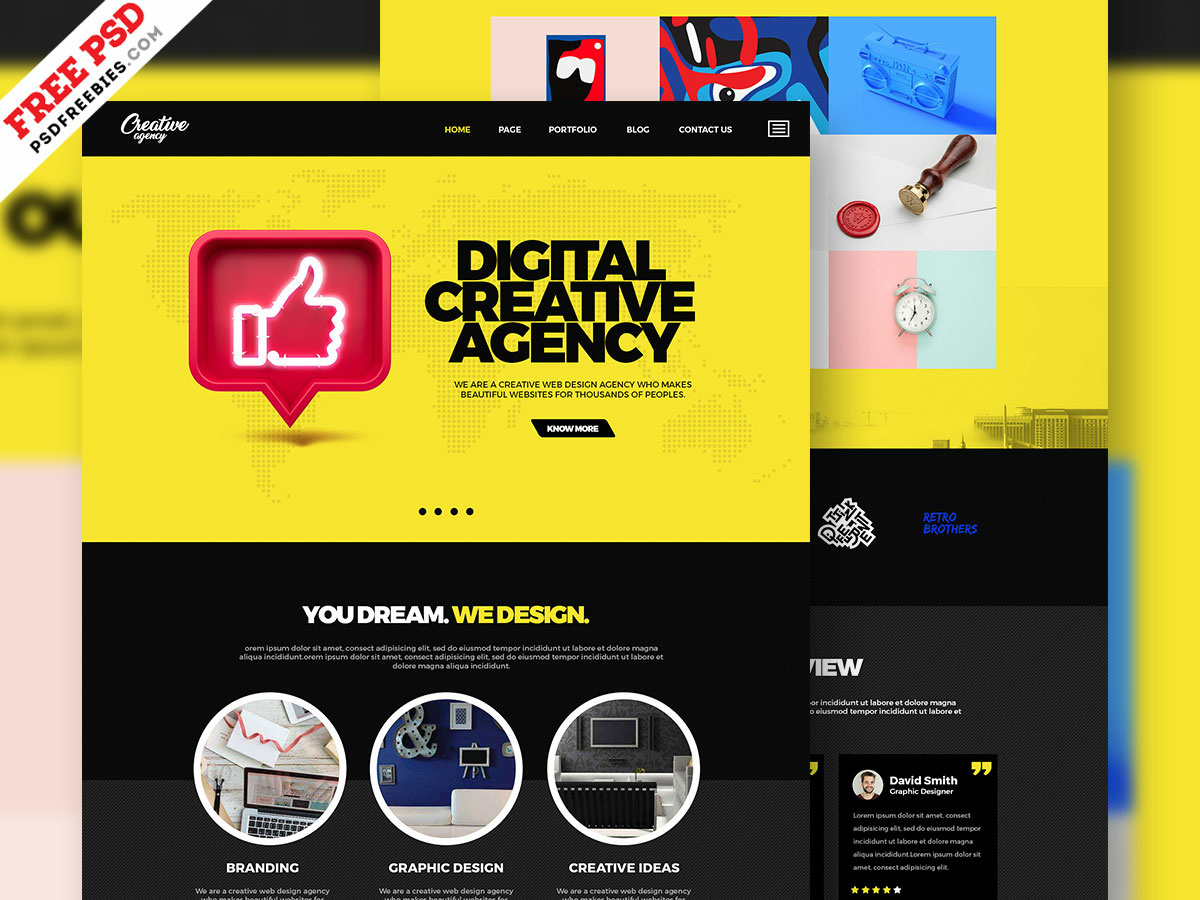 Download Creative Agency Portfolio Website Template Psd By Psd Freebies On Dribbble PSD Mockup Templates