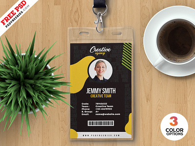 Vertical Employee Identity Card PSD card design employee id card free free psd free template freebie id card identity card office id card print psd psd template template vertical id card