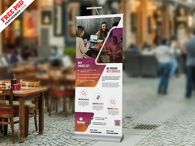 Business Advertisement Roll-up Banner PSD advertisement corporate design download free free psd freebie photoshop print psd psd template psd templates roll up banner rollup rollup banner template