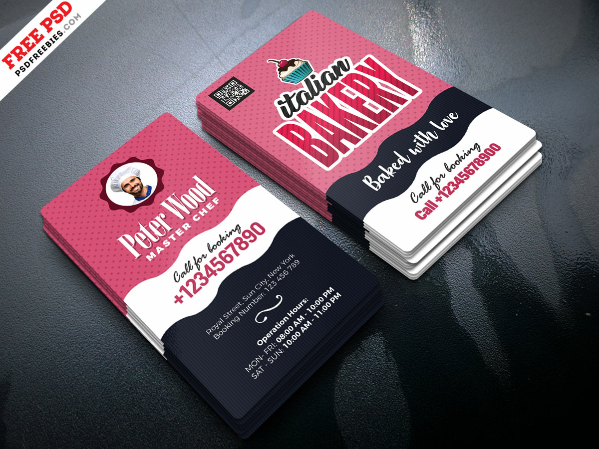 Bakery Shop Business Card PSD by PSD Freebies on Dribbble For Cake Business Cards Templates Free