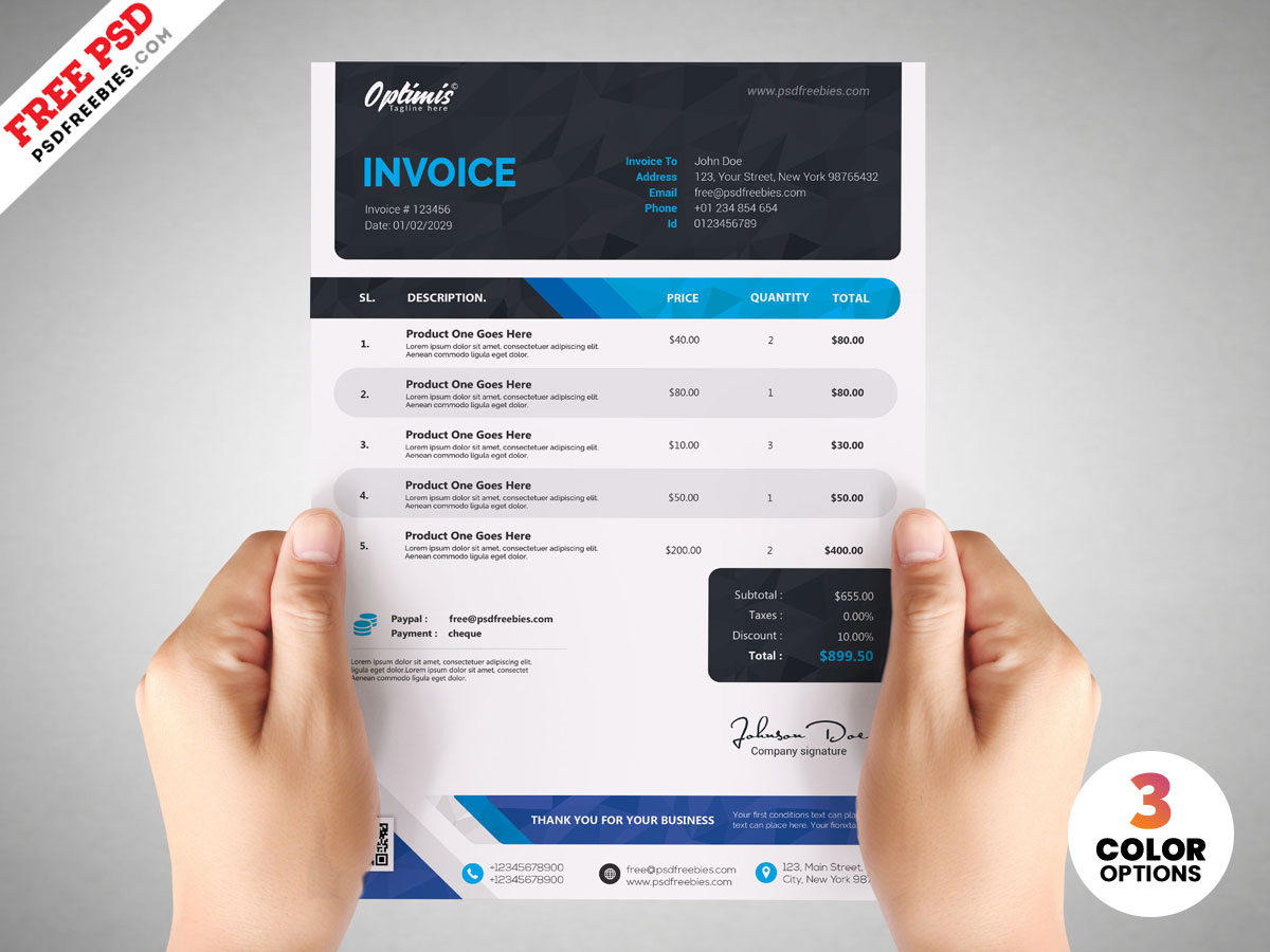 Download A4 Size Invoice Design Templates PSD by PSD Freebies on ...